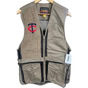MN Twins Cabela's Maple Medium Vest Hunting Brown Black Pockets Mesh Lightweight